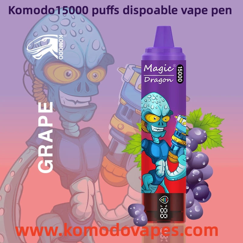 Introducing the Komodo Magic Dragon 15000 Puffs Disposable Vape Pen Device: Sensational Grape Flavors