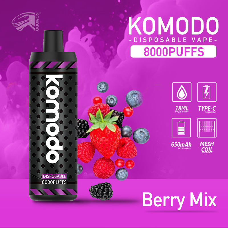 Komodo 8000 Puffs Electronic Cigarette: Your Ultimate Rechargeable Mesh Coil Disposable Vape Device for DTL Enthusiasts