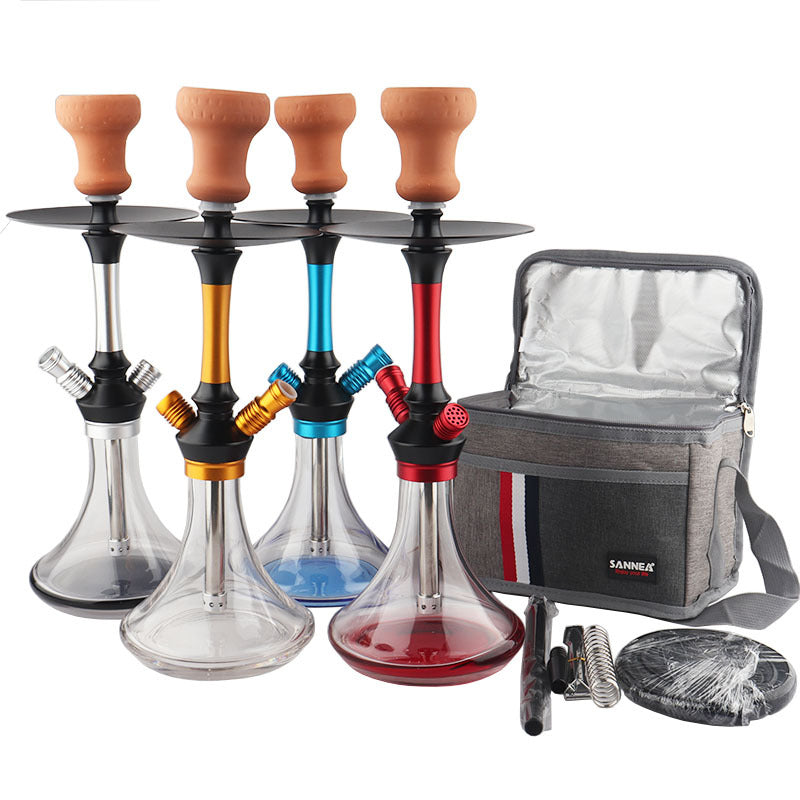 Portable Arabic Hookah Set | Aluminum Alloy Carrying Case Shisha Water Pipe | Travel-Friendly Hookah Kit