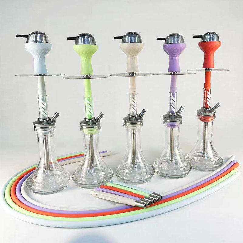 Alloy Glass Silicone Hookah Set | Single-Hose Arabian Water Pipe | Premium Shisha Kit