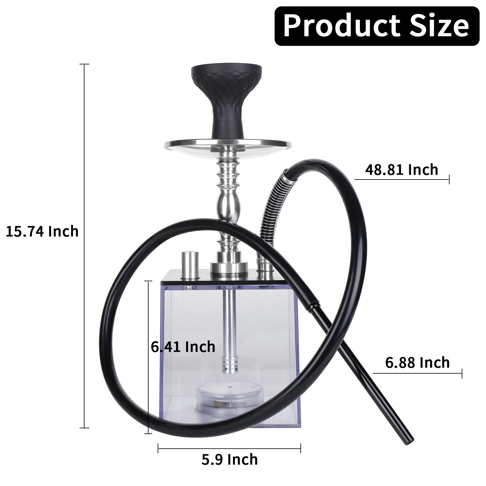 High-End LED Cube Acrylic Hookah with Double Hose – Premium Shisha for Bars and Lounges