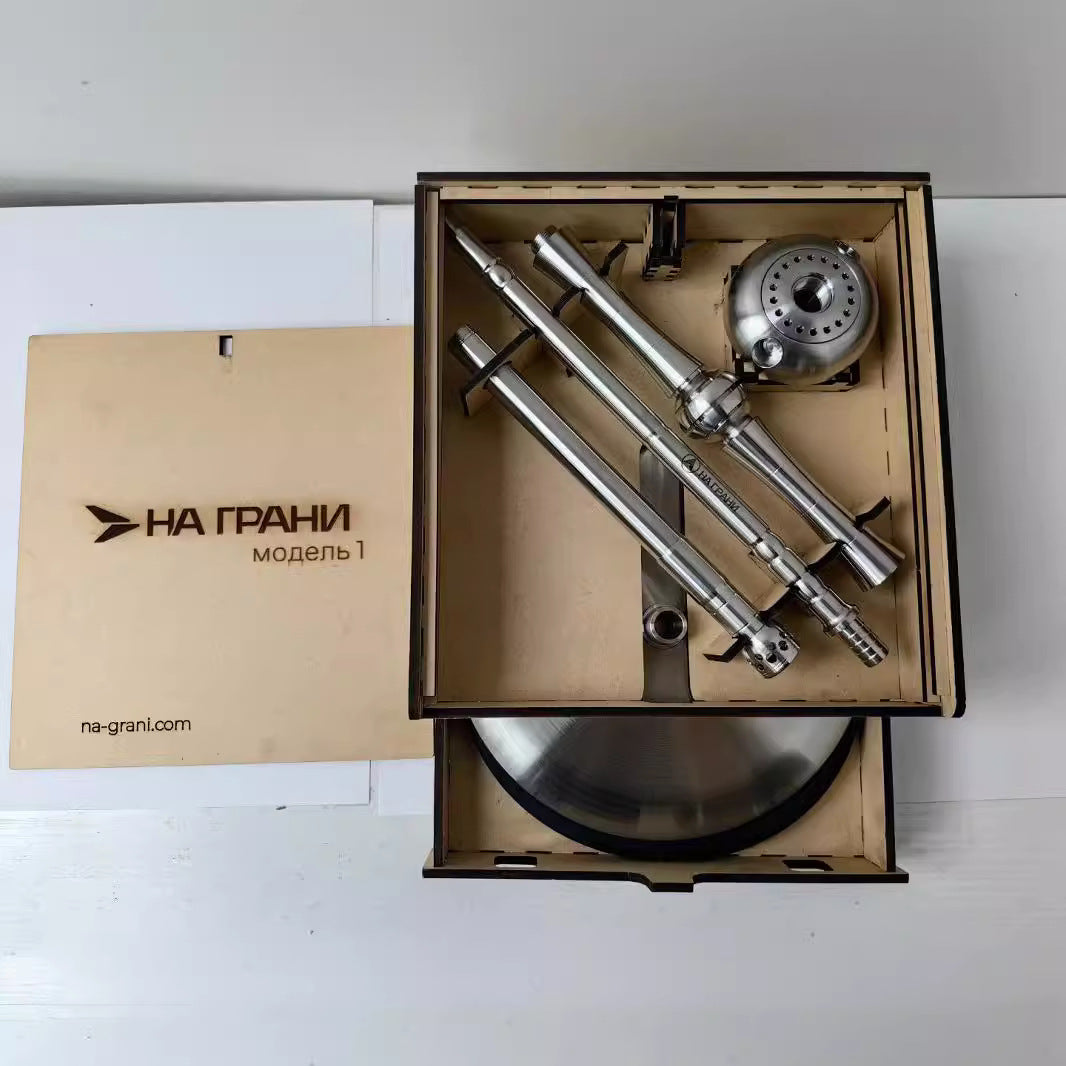 Border Stainless Steel Hookah | Premium Original Wooden Box Shisha | High-Quality Stainless Steel Water Pipe