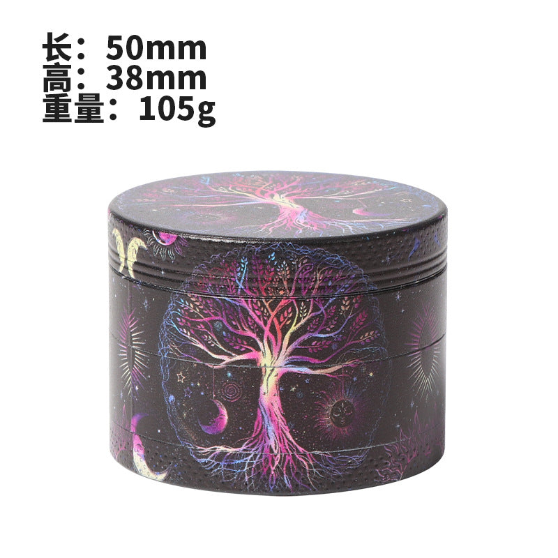 Longmada 50mm 4-layer zinc alloy multi-color metal grinder UV color printed all-inclusive grindercreative design (1pc)