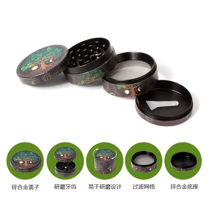 Longmada 50mm 4-layer zinc alloy multi-color metal grinder UV color printed all-inclusive grindercreative design (1pc)