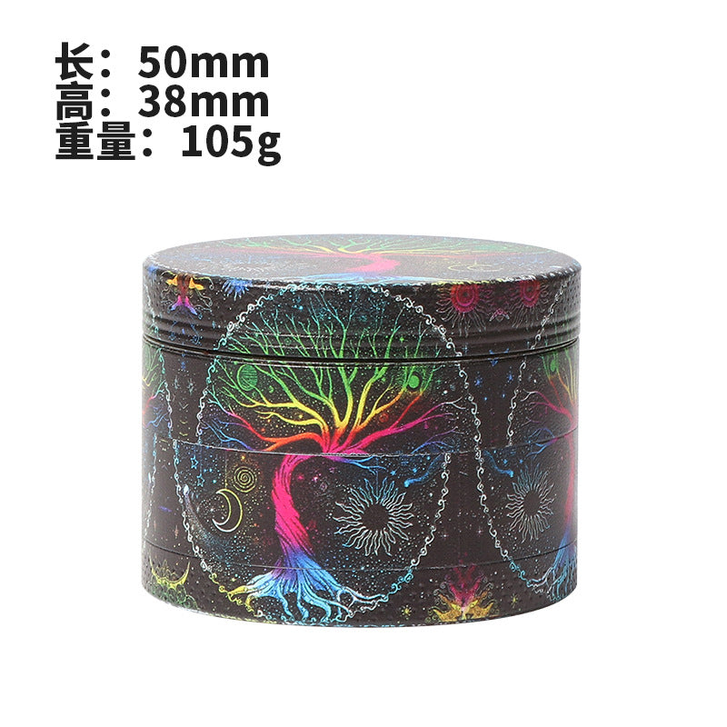 Longmada 50mm 4-layer zinc alloy multi-color metal grinder UV color printed all-inclusive grindercreative design (1pc)